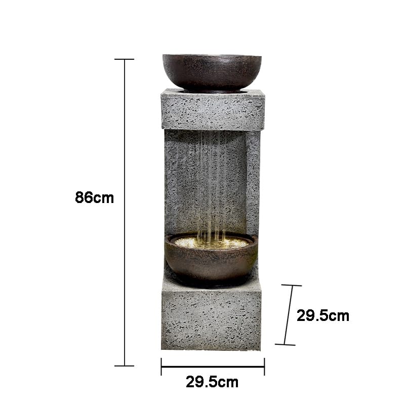 34" H Rainfall Fountain W/Bowl On Top W/LEDs