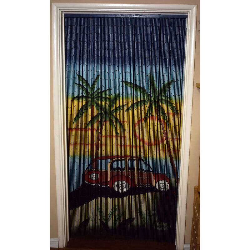 Bamboo beaded curtain woody car design - 36 x 78