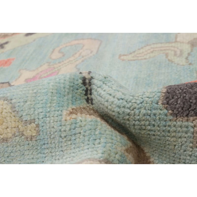 ECARPETGALLERY Hand-knotted Modern Oushak Aqua Wool Rug - 8'8 x 11'10