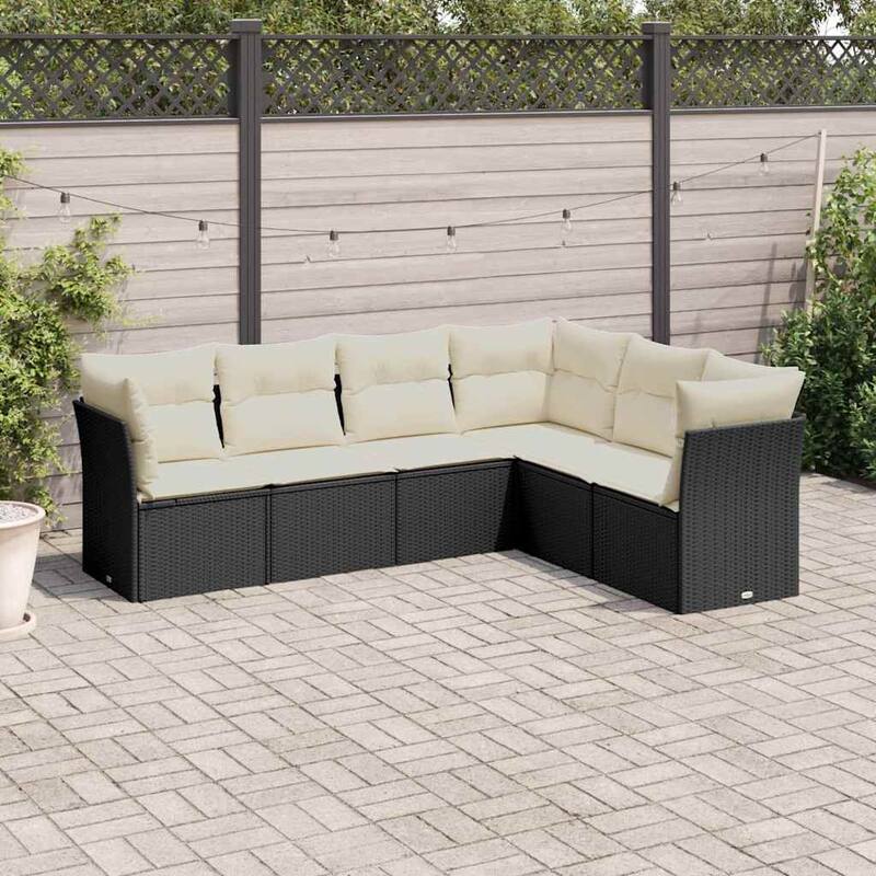 vidaXL Garden Sofa Set Black - 70.5 x 92.1 x 27.2 - Black and cream Large Without table