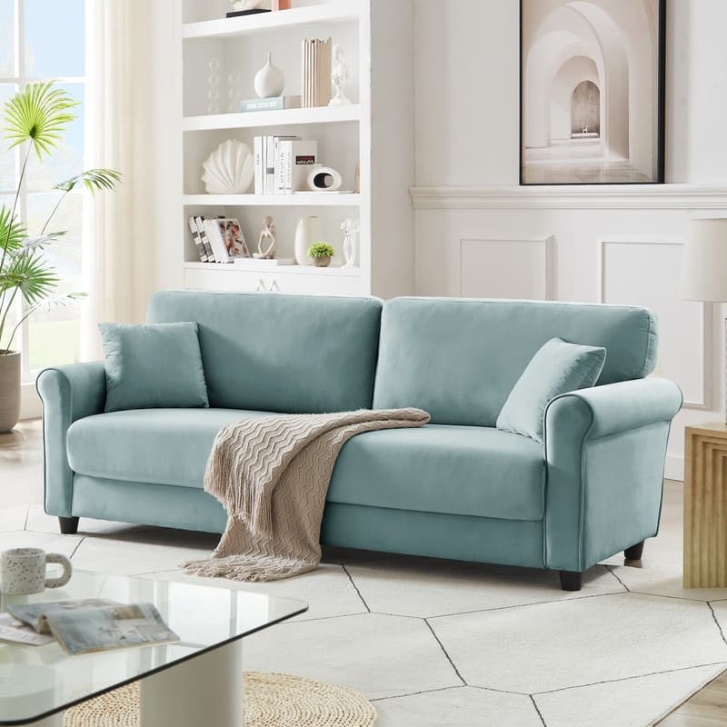 82"Velvet Upholstery Cloud Sofa Couch Cushion Back Deep Seat Loveseat