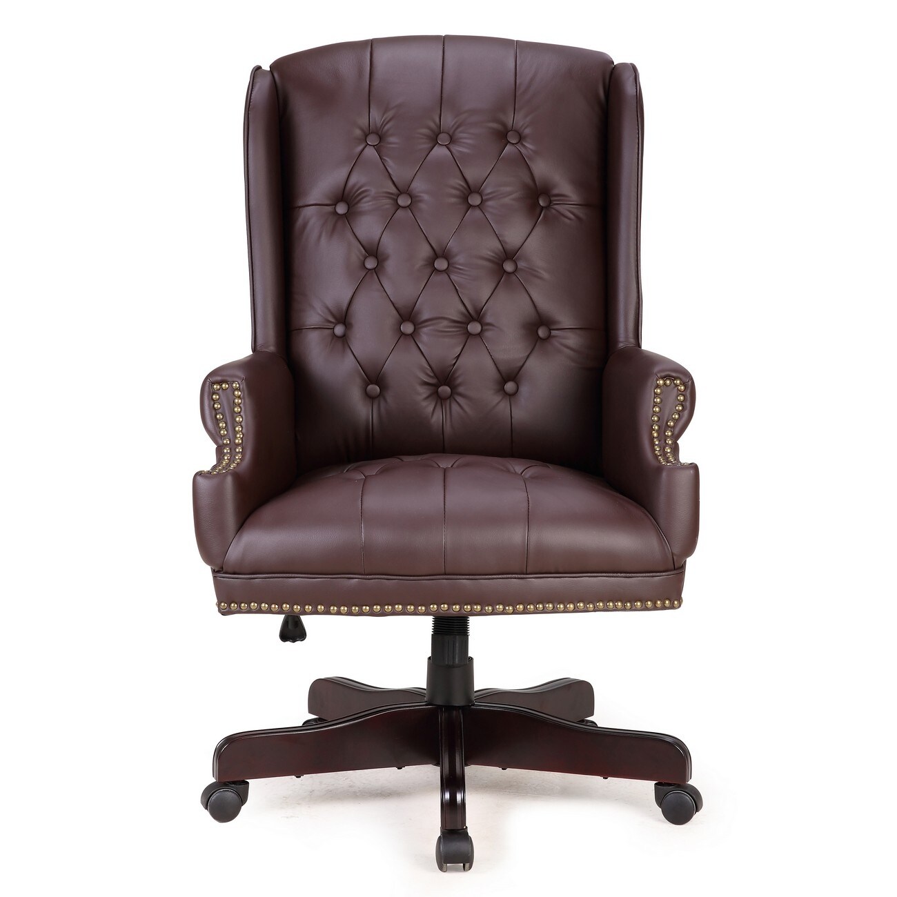 Belleze Traditional Executive Wingback Office Desk Chair Button Tufted Styling With Faux Leather Wood Base Brown Overstock 18179371 Wingback chairs have the ability to be as subtle or vibrant as you like.
