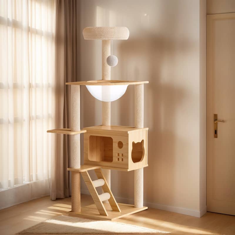 Cat Treewith Sisal Covered Scratching Posts and Top Perch for Indoor Cats