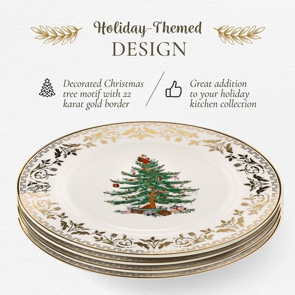 Spode Christmas Tree Gold Collection Set of 4 Salad Plates - 8