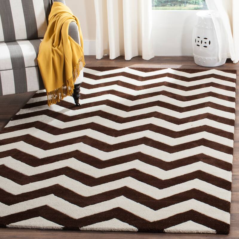 SAFAVIEH Handmade Chatham Traudel Modern Moroccan Wool Rug - 3' x 5' - Brown/Ivory