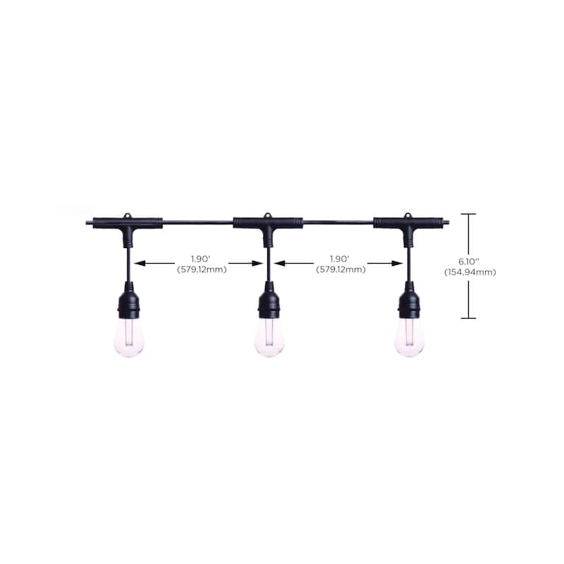 Starfish 24 Foot LED String Light 12-S14 Lamps IOT RGBTW Black 120 Volt