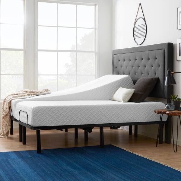 Shop Lucid Comfort Collection 10 Inch Gel Memory Foam Mattress And Standard Adjustable Bed Set Overstock 21468898