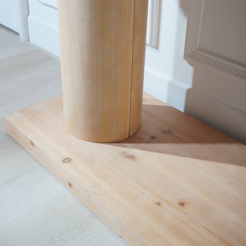 Roomfitters Modern Console Table with Column Pedestal, 59" Minimalist Entryway Desk, Engineered Wood, Natural Finish