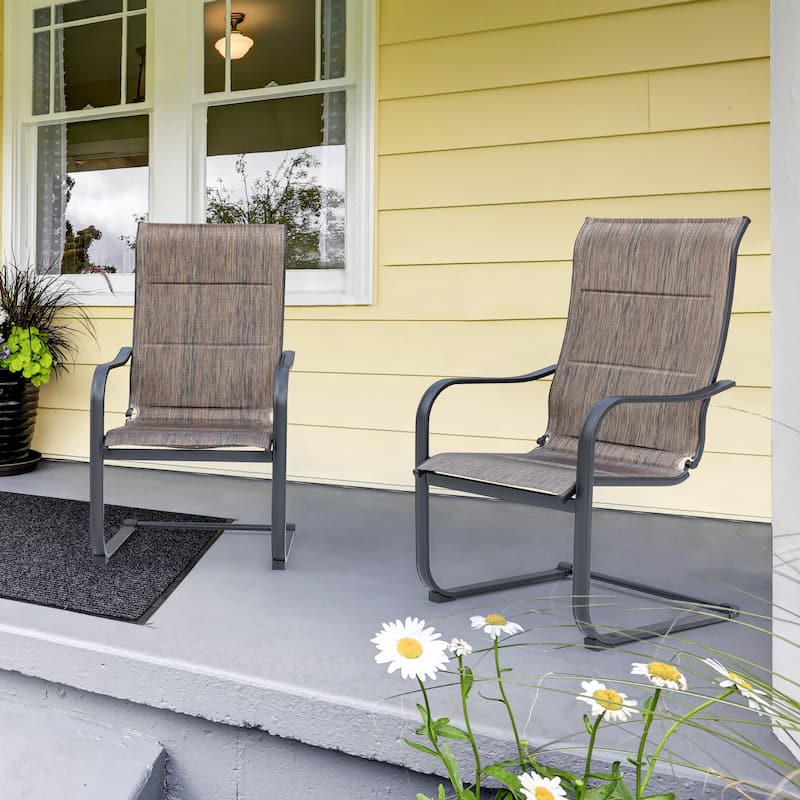 Outdoor Patio Dining Chairs, Breathable Textilene, Iron Frame