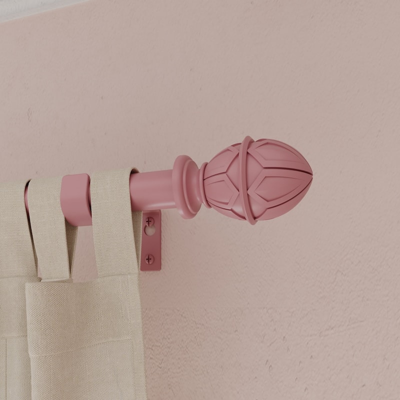 Acroma Metal Adjustable Single Modern Curtain Rod Pink.