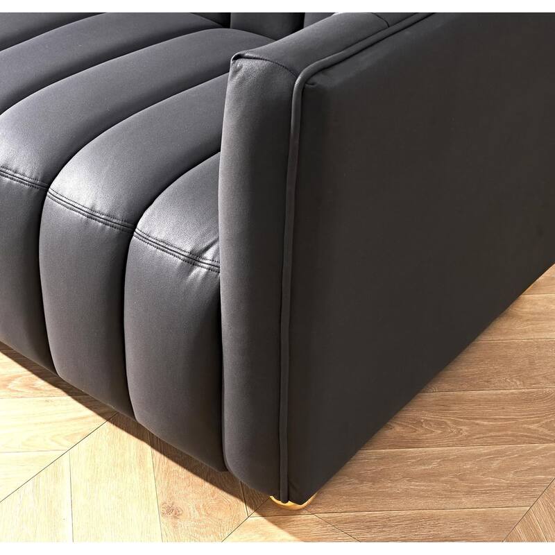 Glam Fabric Upholstered Solid Wood Frame 82.7" Art Deco Sofa