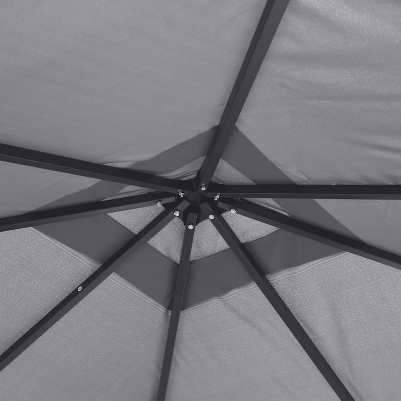 Outsunny 10' x 10' Soft Top Outdoor Pergola Canopy Gazebo with Beautiful Wood-Grain Finish & Zippered Sling Sidewalls