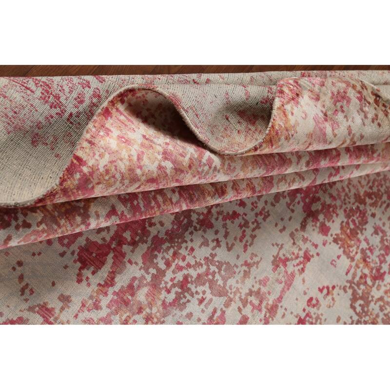 All-Over Modern Abstract Area Rug Hand-Knotted Wool Carpet - 8'5"x 9'11"