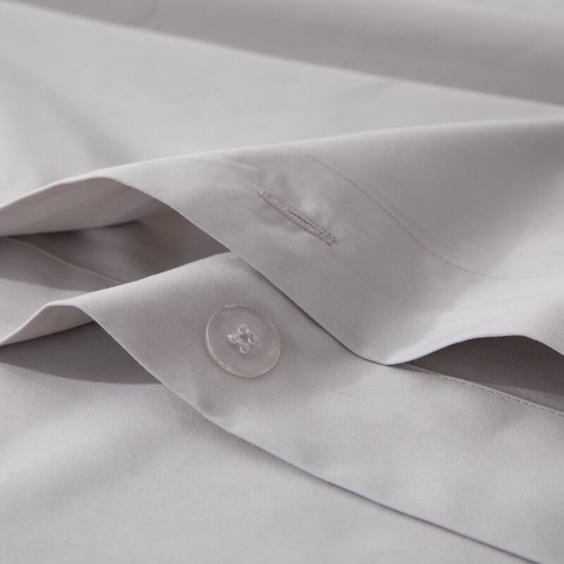 WHOLINENS Long Staple Cotton Sateen 400 TC Duvet Cover Set, Solid Color