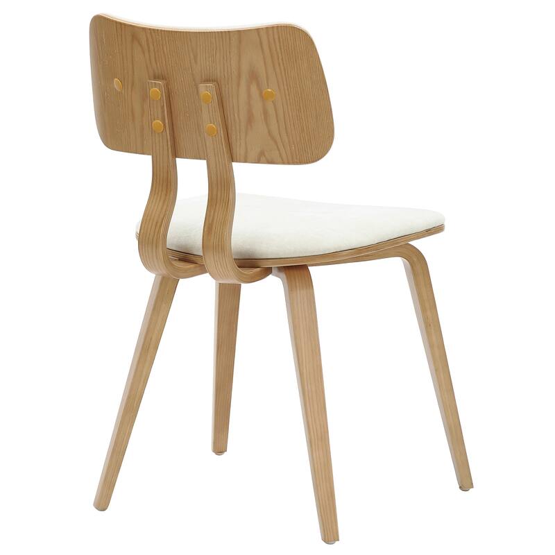 Mid-Century Modern Fabric and Wood Dining Chair, Set of 2 - Beige and Natural