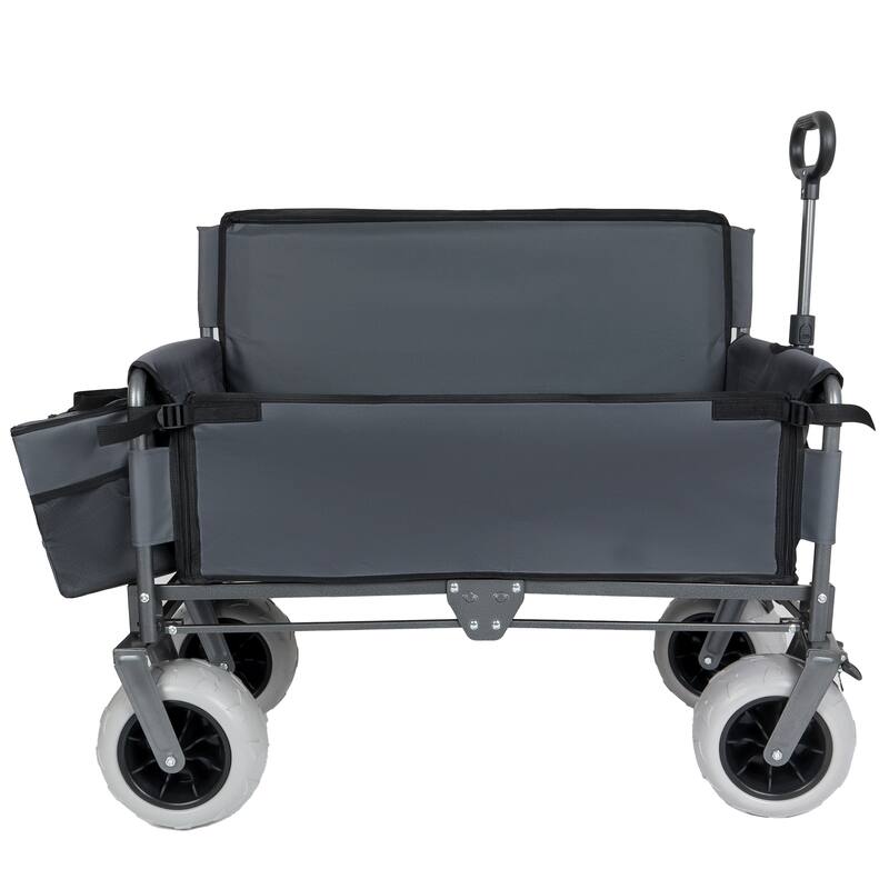 3-in-1 Folding Wagon with Bench Seat-Includes 1 ice pack, 500lbs Capacity, 9"x4" Beach Tires for Camping & Beach