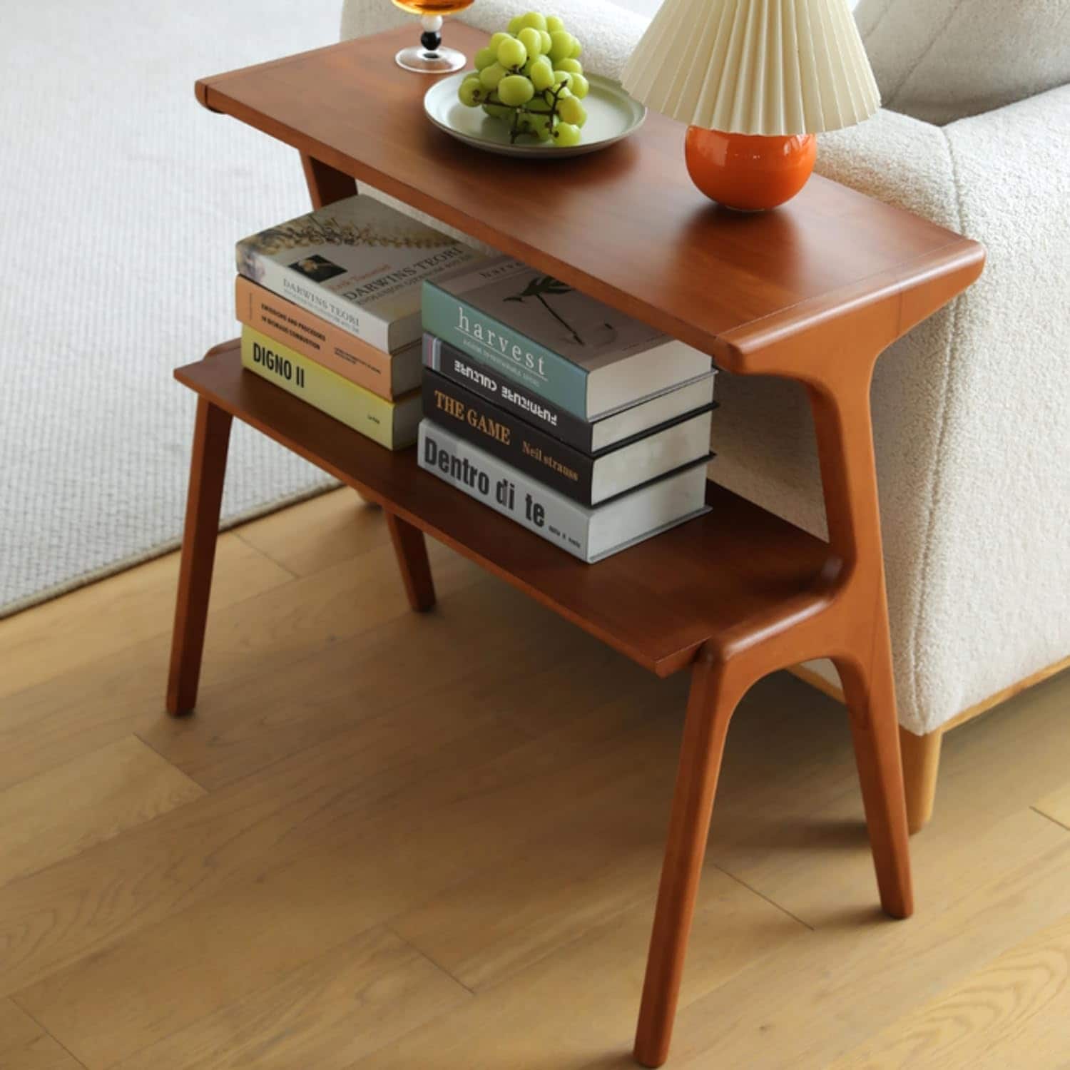 Solid Wood Console Table with Storage Shelf