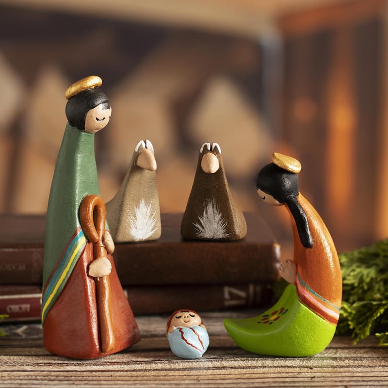 Novica Handmade Born In The Andes Ceramic Nativity Scene (5 Pieces)