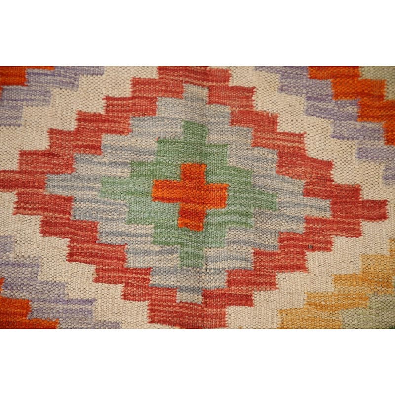 Southwestern Kilim Area Rug Hand-Woven Wool Oriental Carpet - 3'3"x 5'0"