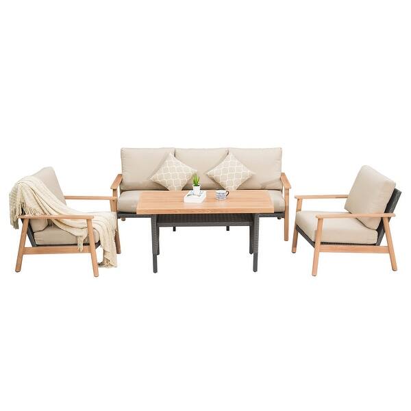 slide 2 of 10, Domioutdoorliving 5 -Person Outdoor Seating Group with Cushions Beige