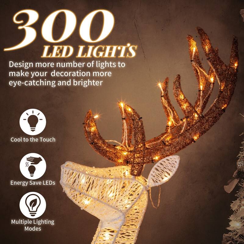3-Piece Lighted Christmas Reindeer Family Set Outdoor Decorations