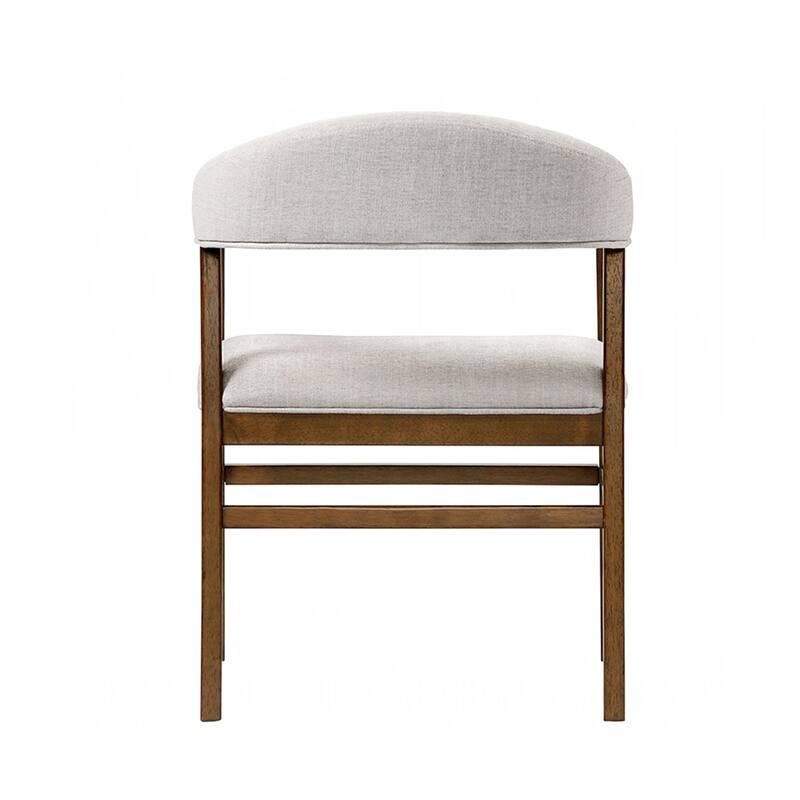 Set of 2 Upholstered Dining Arm Chairs in Dark Walnut