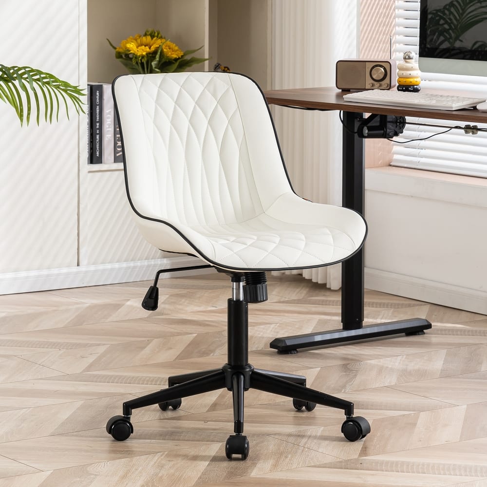 Armless Home Office Desk Chairs with Wheels Rolling Task Chair