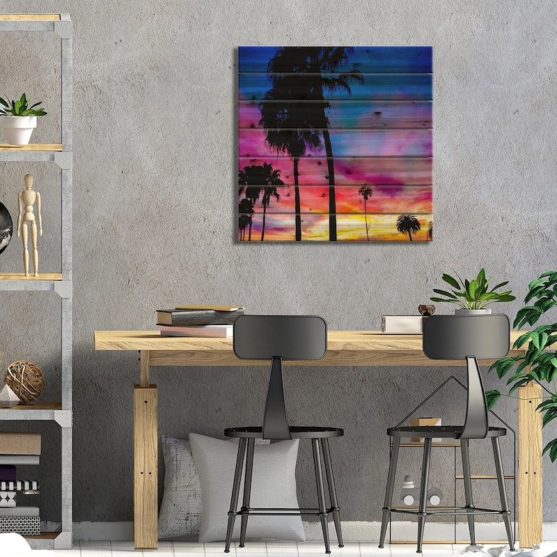 Painted Skies Above the Palms Print On Wood by 5by5collective - Multi-Color