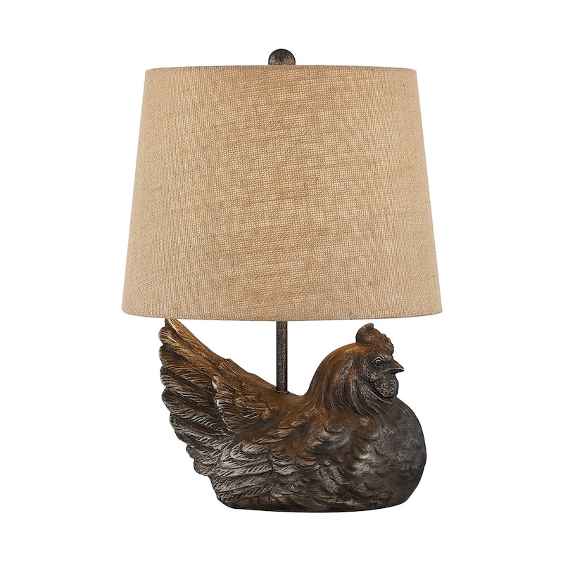 18"H Black Resin Chicken Table Lamp With Shade - 12.5" x 12.5" x 18"