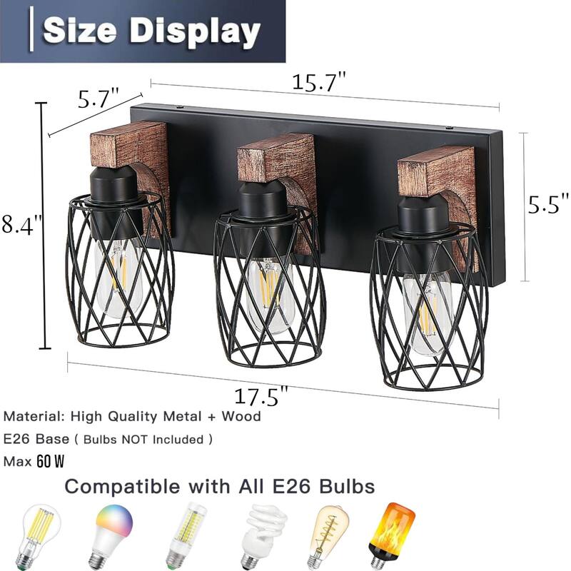 KISRAIS Farmhouse Bathroom Vanity Light with 3/4/5/6/7 Lights for Bathroom, Hallway (Bulb Not Included)