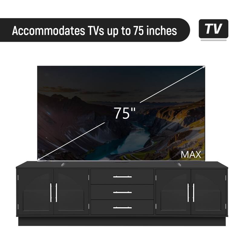 68.9" Modern Minimalist TV Stand for TVs up to 75 Inches, Entertainment Center Media Console Cabinet with Adjustable Shelves