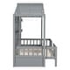 preview thumbnail 12 of 13, Twin Size House Bed with Shelves, Gray Wood Platform Bed with Window & Sparkling Light Strip on The Roof, No Box Spring Needed