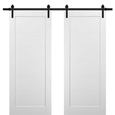 Sliding Double Barn Doors Hardware / Quadro 4115 White Silk