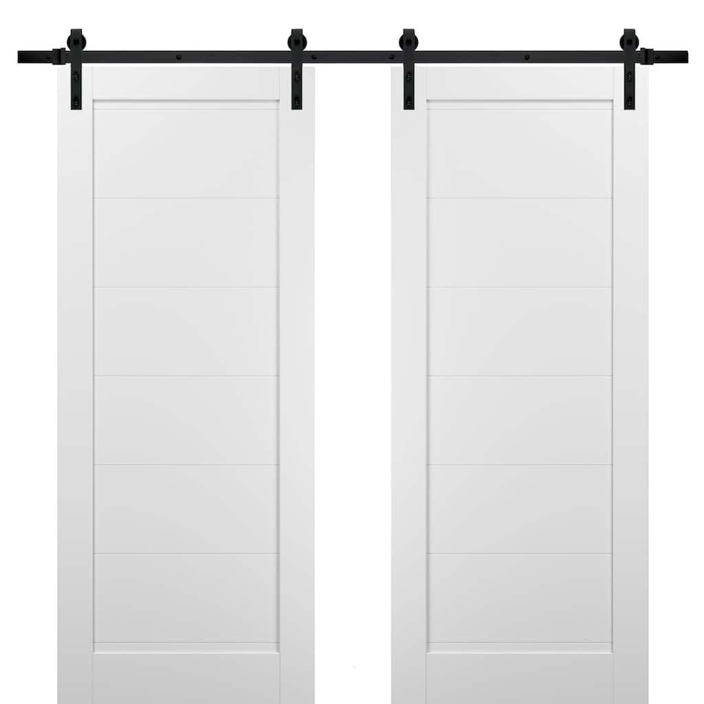 Sliding Double Barn Doors Hardware / Quadro 4115 White Silk