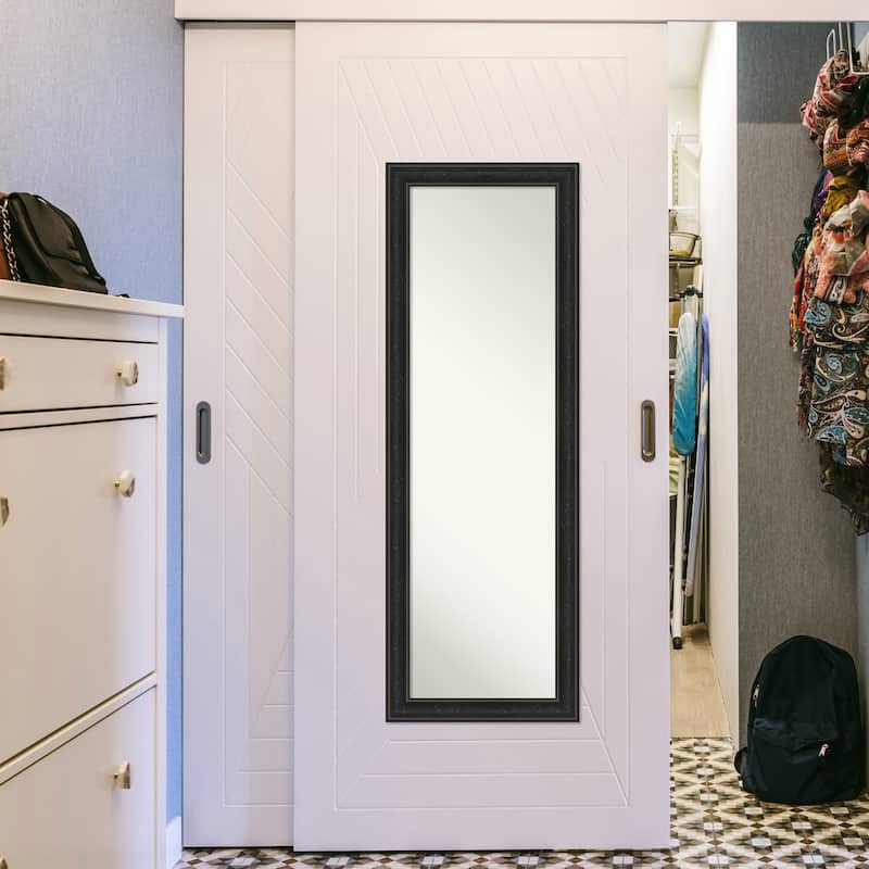 Non-Beveled Full Length On The Door Mirror - Black Frame