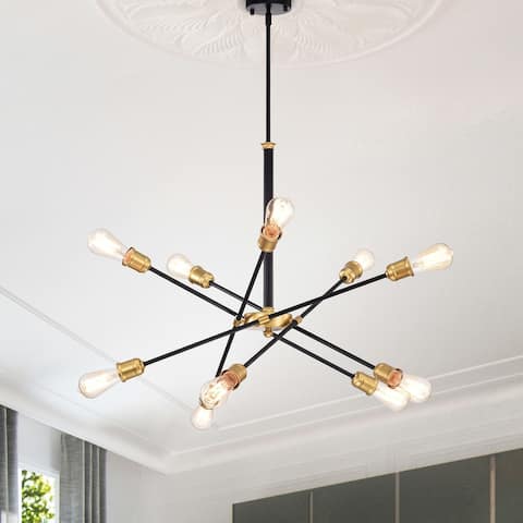 Lorena Modern 10-light Sputnik Black and Gold Linear Chandelier