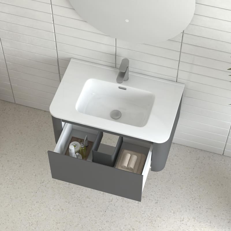 GDF Studio - Greyson American Design Floating Bathroom Vanity with Integrated Ceramic Basin and Soft-Close Drawer