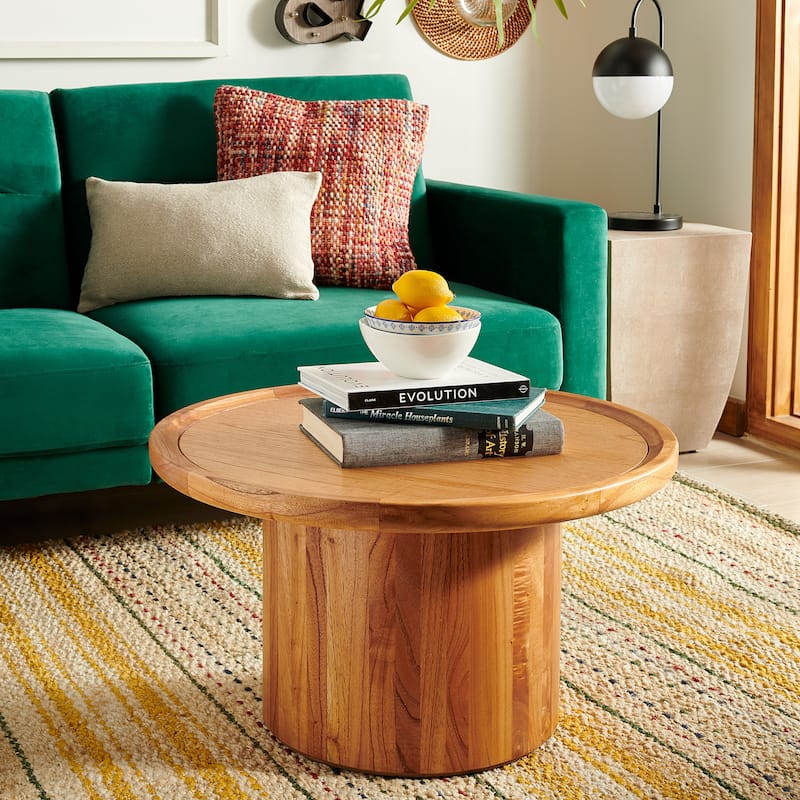 SAFAVIEH Lovey Round Pedestal Coffee Table - Natural. - 28Wx28Dx16H
