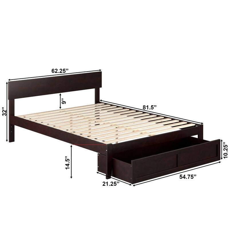 AFI Boston Platform Bed with Foot Drawer