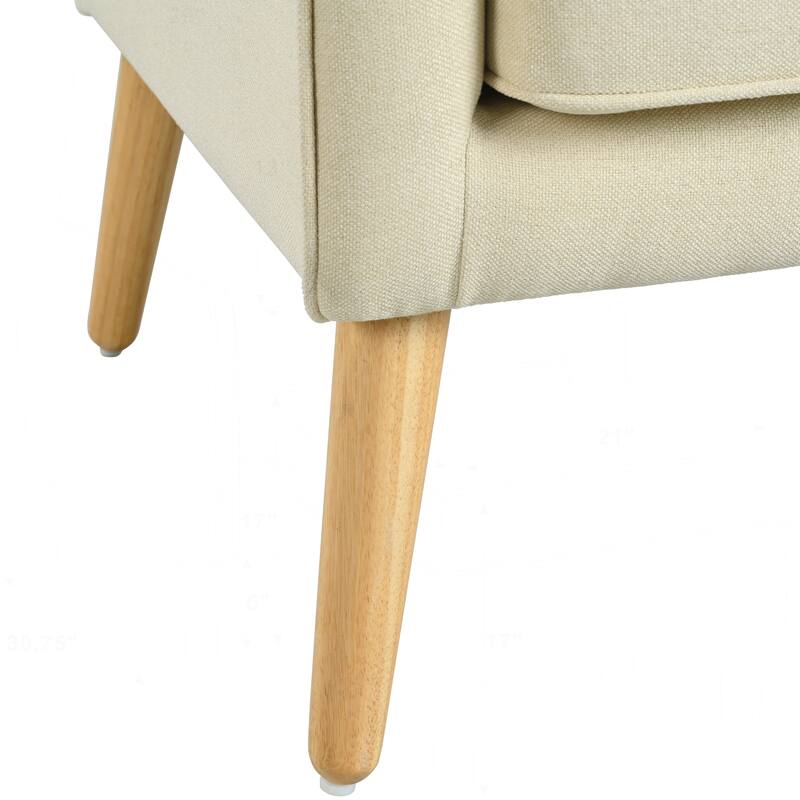 Mid-Century Modern Armchair with Tufted Fabric and Solid Wood Legs for Various Rooms