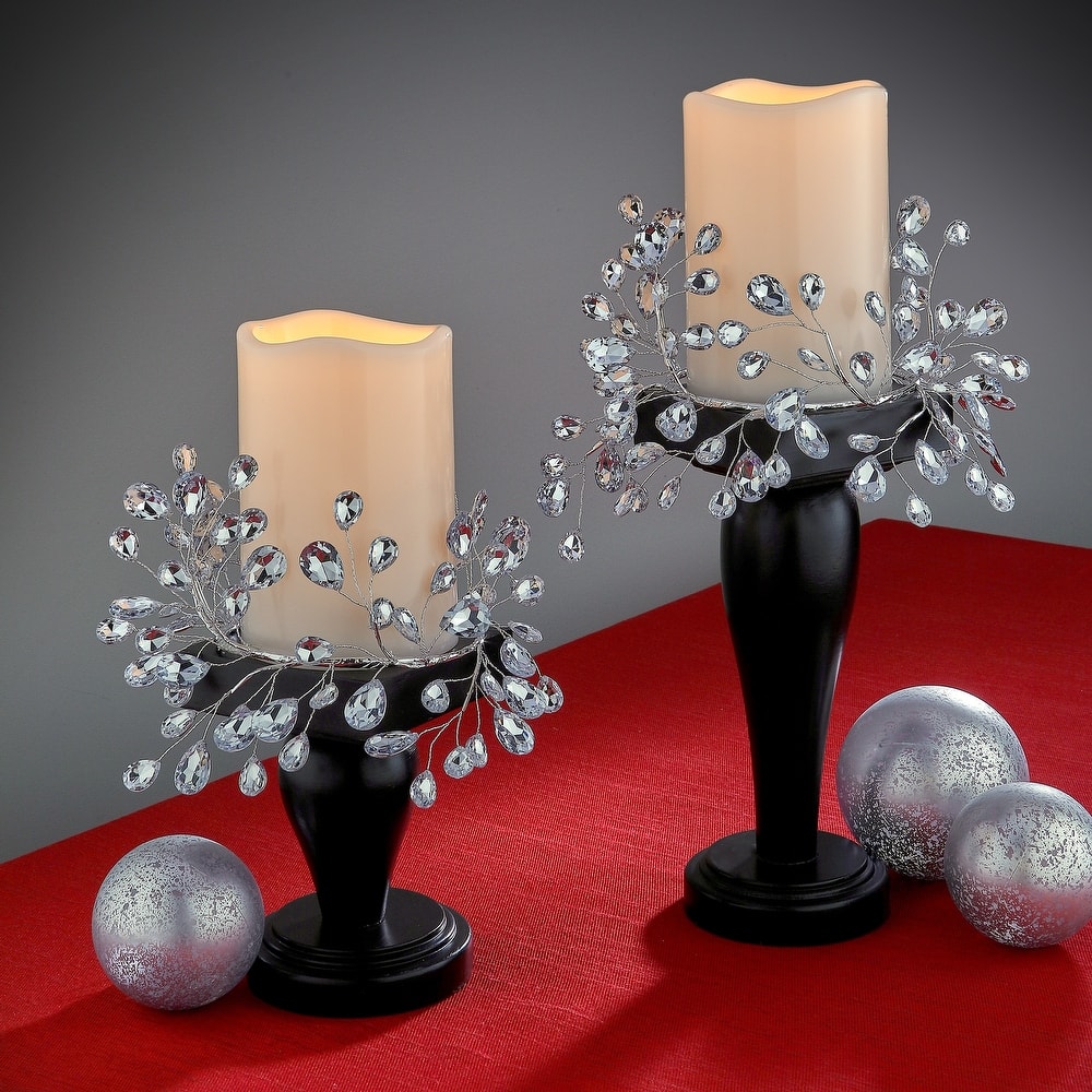 4.5" Metal Jewel Candle Ring Set of 2 - 11