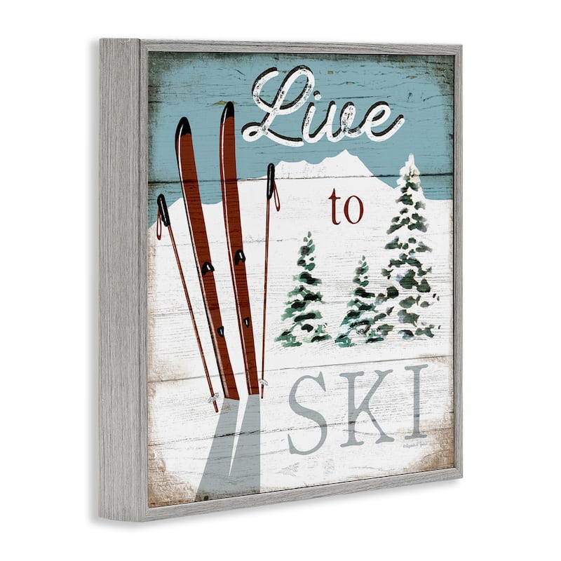 Stupell Live To Ski Rustic Snow Sports Rustic Cabin Framed Wall Art