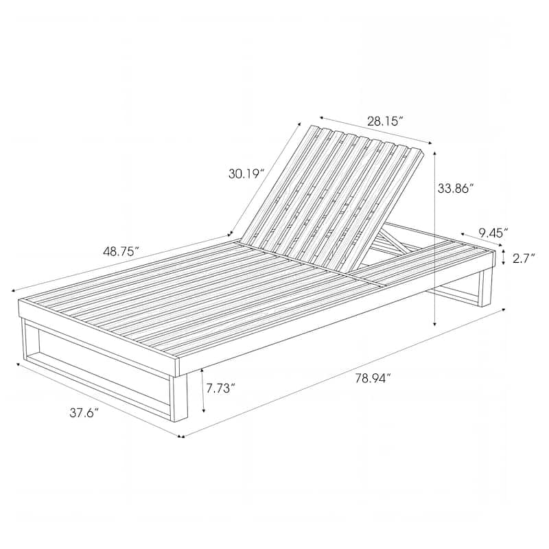 Christopher Knight Home Modern Outdoor Solid Acacia Wood Chaise Lounge with 4-Position Adjustable Backrest & Flat Side Surface