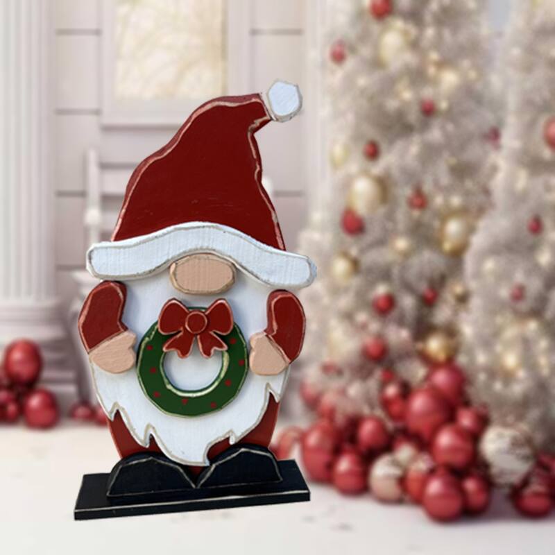 Wooden Gnome Christmas Tabletop Outdoor Decoration - 27.25"