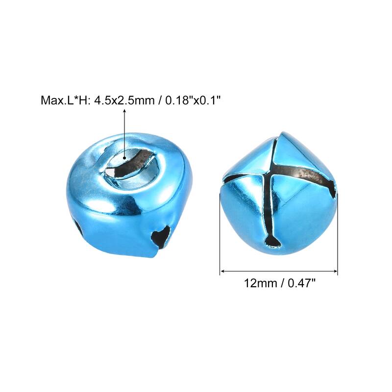 Jingle Bells, 10mm 120pcs Small Bells for Crafts DIY Christmas, Gold Tone - Blue - 12mm