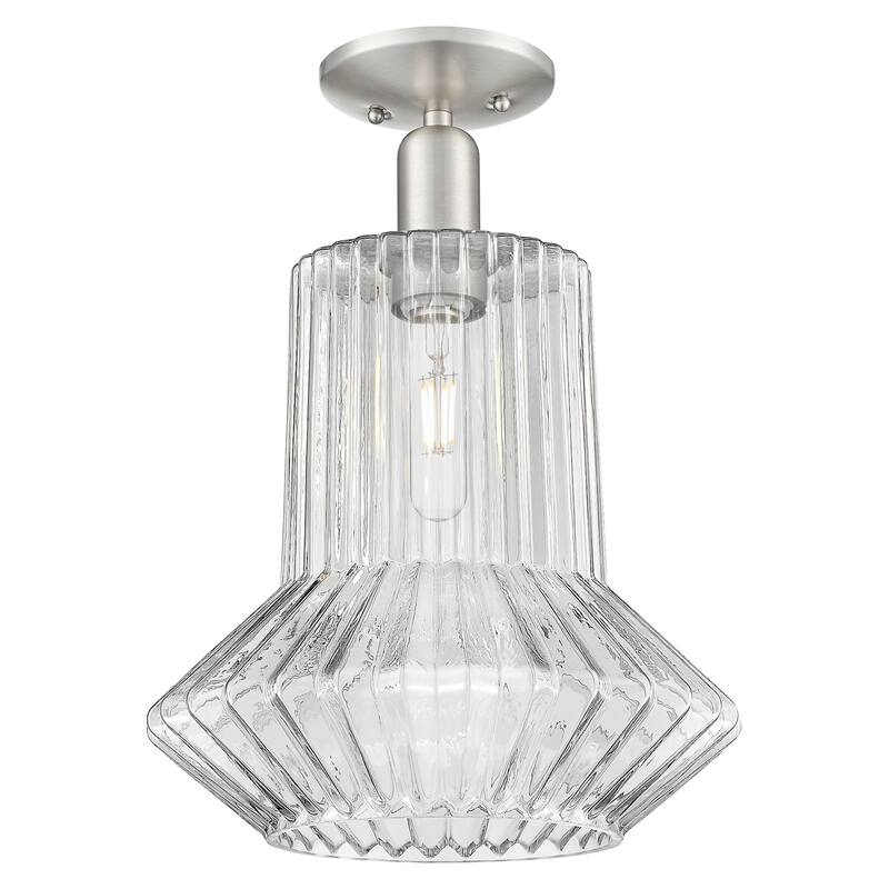 Innovations Lighting 716-1C-17-12 Springwater Semi-Flush Springwater - Brushed Satin Nickel / Clear Fluted