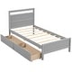 preview thumbnail 3 of 16, Twin Size Wooden Bed Frame with 2 Drawers for Teens and Adults