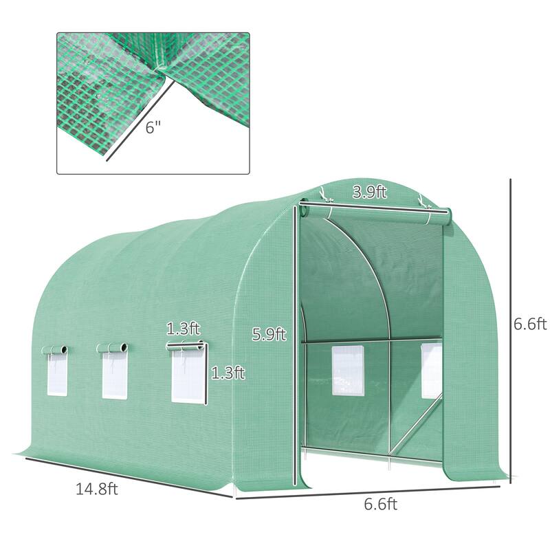 Outsunny Portable Walk-In Gardening Plant Greenhouse - Green