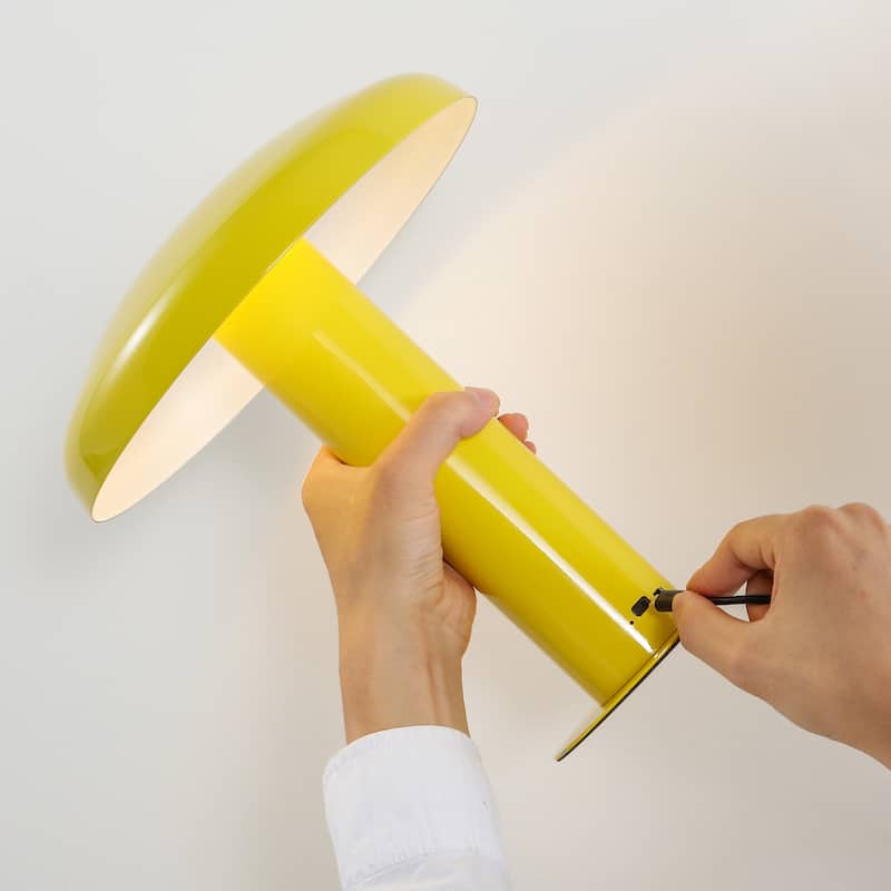 Boletus 11" Contemporary Bohemian Rechargeable/Cordless Iron Integrated LED Mushroom Table Lamp, by JONATHAN Y