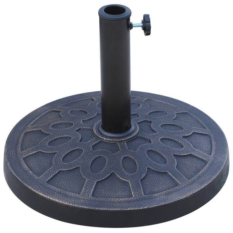 Outsunny Round Bronzed Cast Stone Umbrella Base Holder - N/A